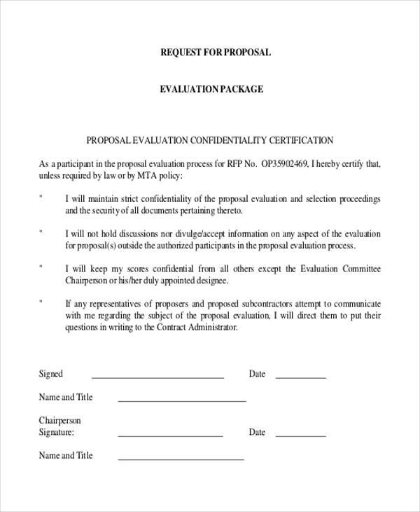request for proposal evaluation form