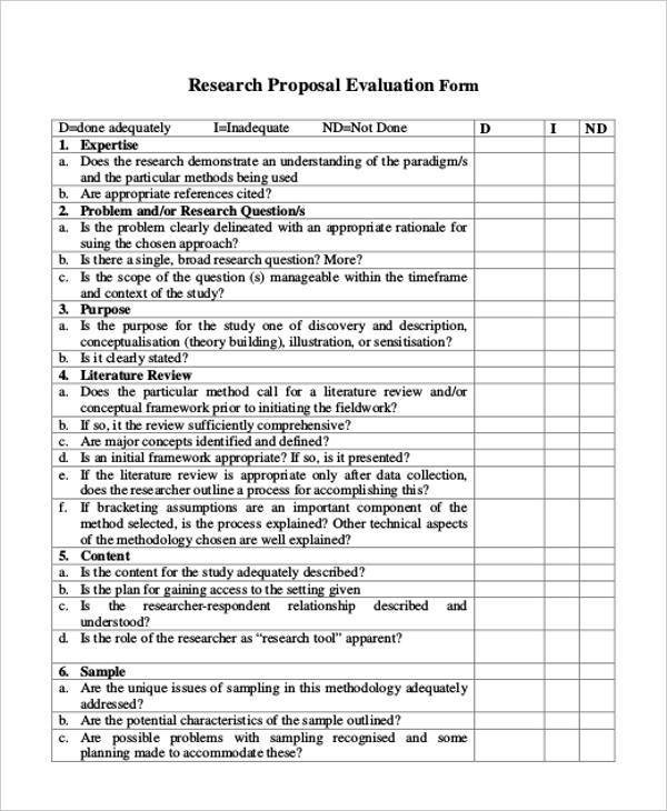 research proposal evaluation form