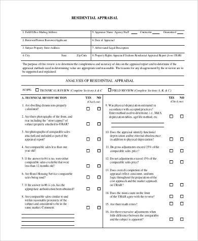 residential appraisal form in pdf