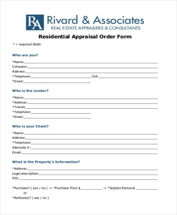 residential appraisal order form1