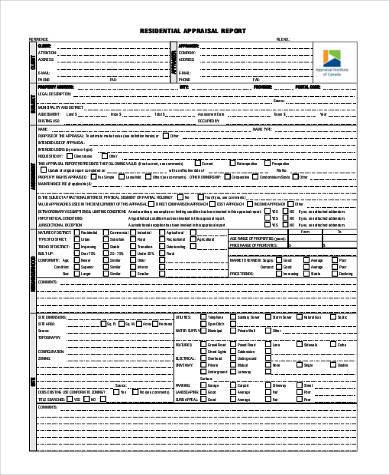 residential appraisal report form