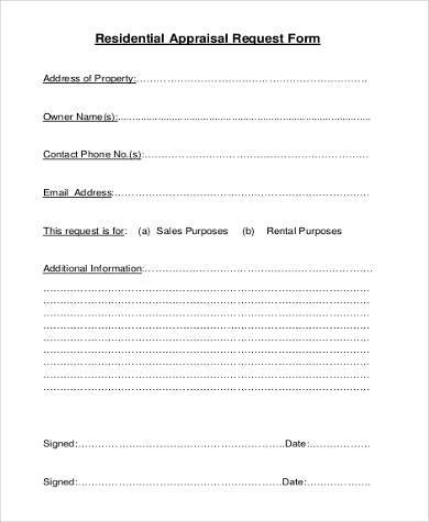 residential appraisal request form