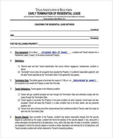 residential lease cancellation form