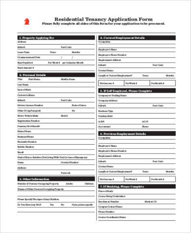 residential tenancy application form