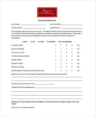 restaurant feedback form example