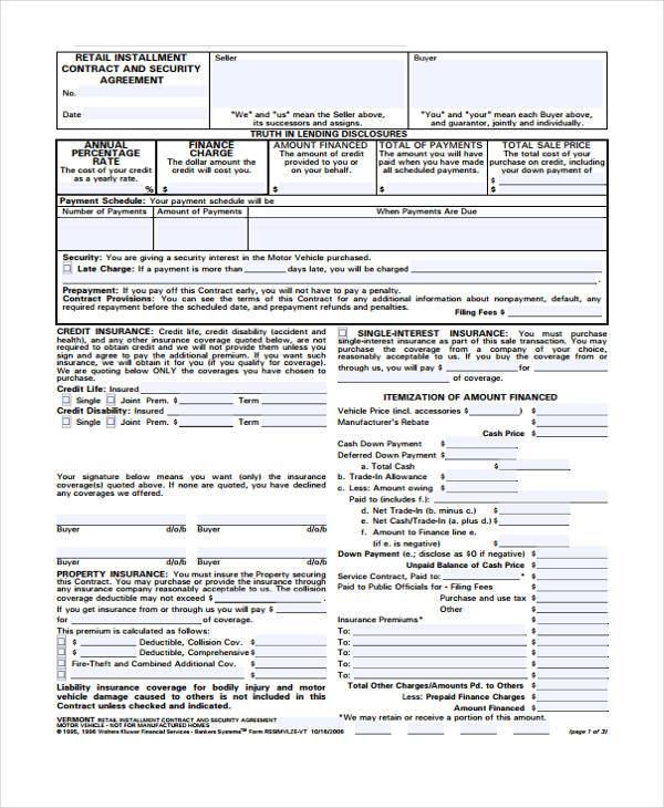 FREE 8 Installment Contract Forms In PDF MS Word