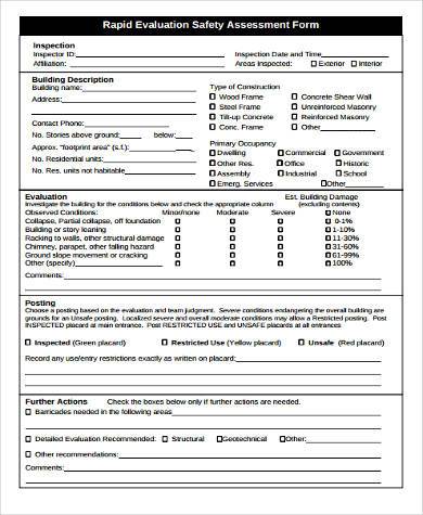 FREE 9+ Sample Safety Assessment Forms in PDF | MS Word | Excel