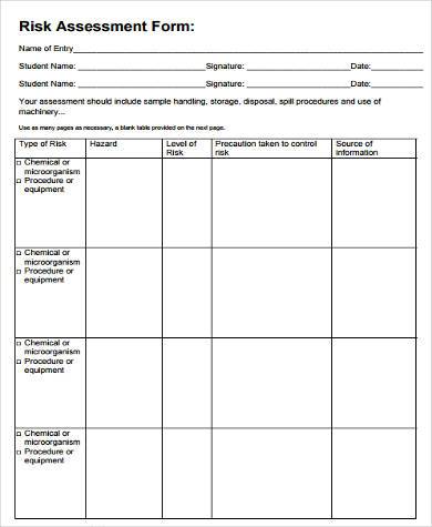 risk assessment form in pdf