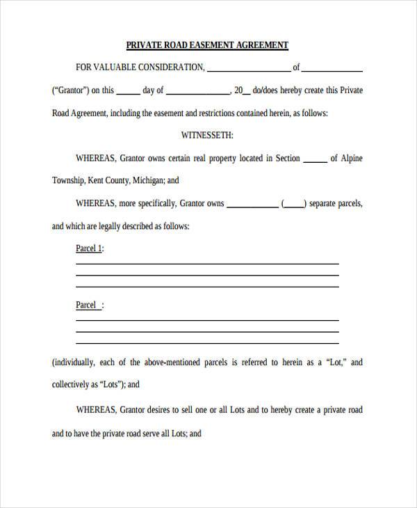 road easement agreement form in pdf