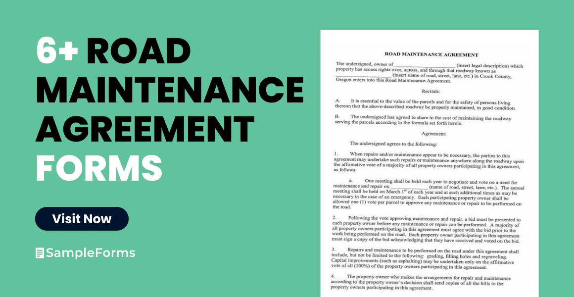 road maintenance agreement form