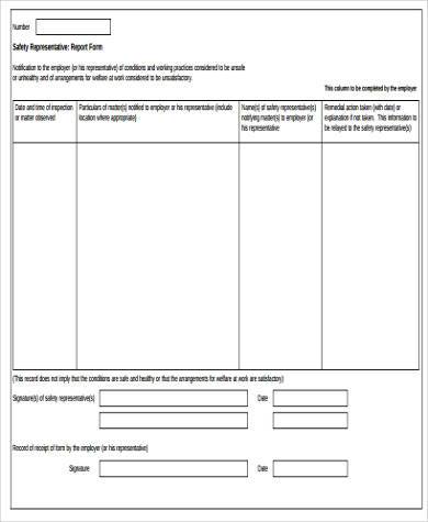 safety representative report form