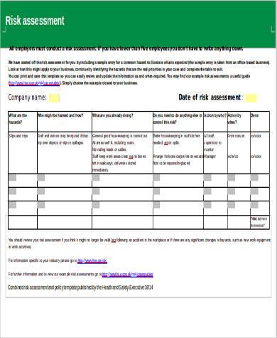 FREE 8+ Sample Safety Risk Assessment Forms in PDF | MS Word