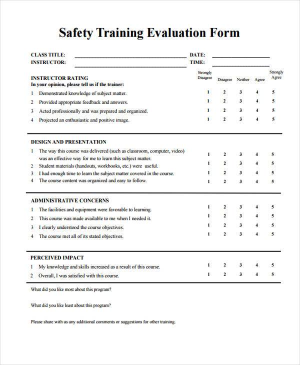 FREE 8 Training Evaluation Forms In PDF