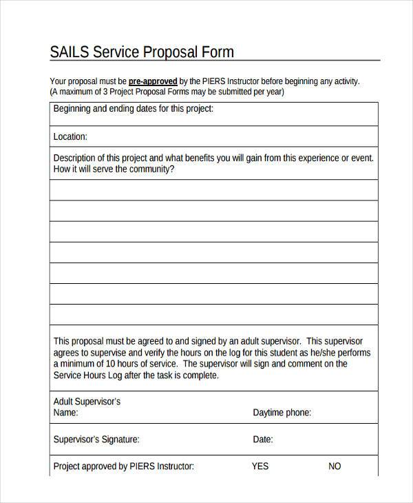 sails service proposal form