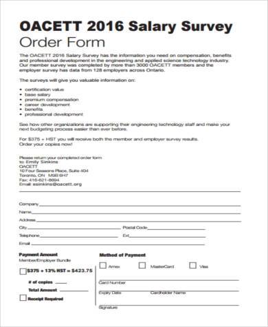 salary survey order form
