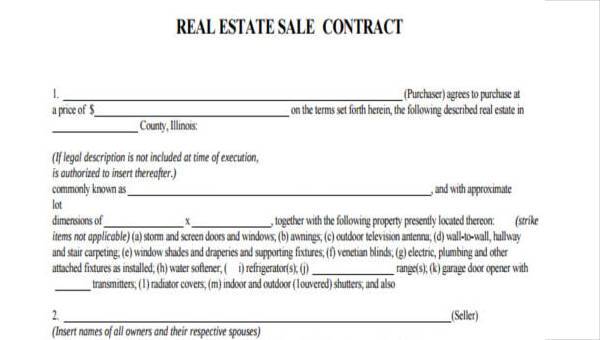 sale contract form samples