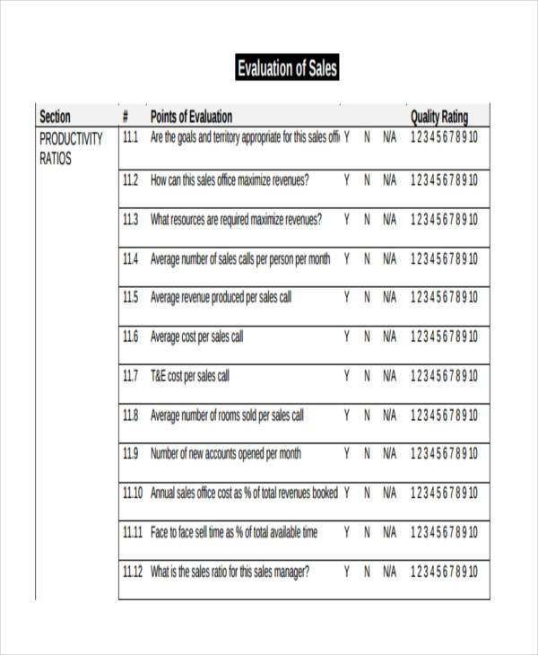 sales evaluation form example
