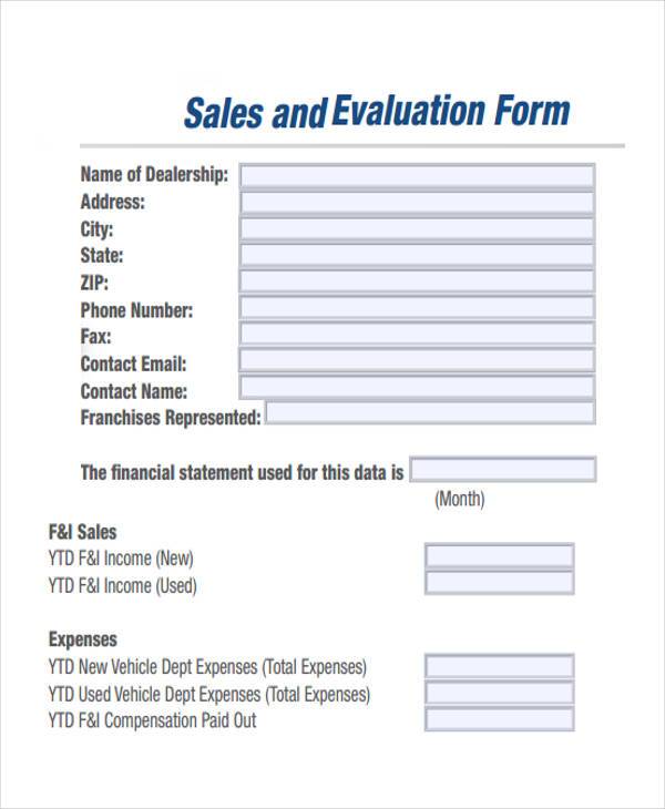 Sales Employee Review Template