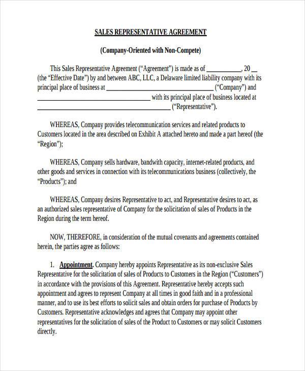 sales non compete agreement form