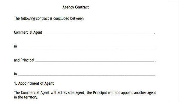 sample agency contract forms