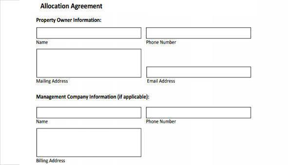 Sample Allocation Agreement Forms - 7+ Free Documents in Word, PDF