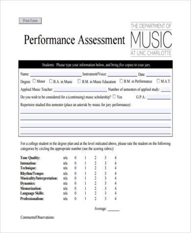 sample assessment form