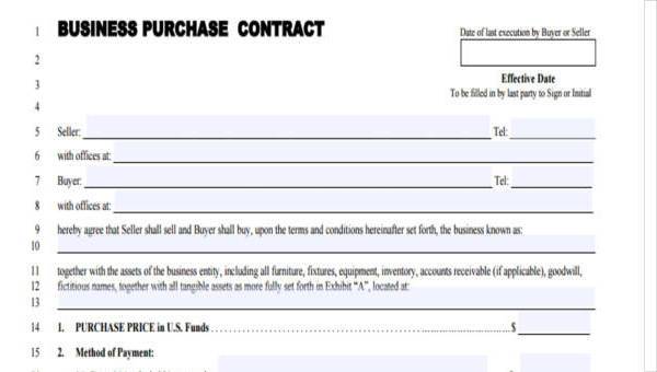 sample business contract forms
