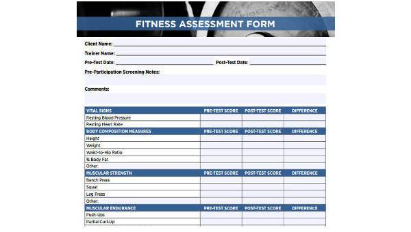 sample client assessment forms