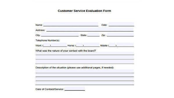 sample customer appraisal forms