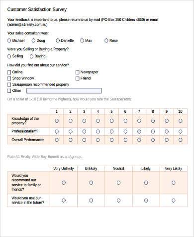 sample customer feedback survey form