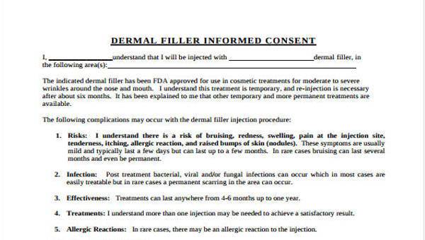 sample dermal filler consent forms