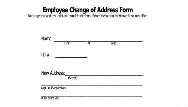 sample employee address forms