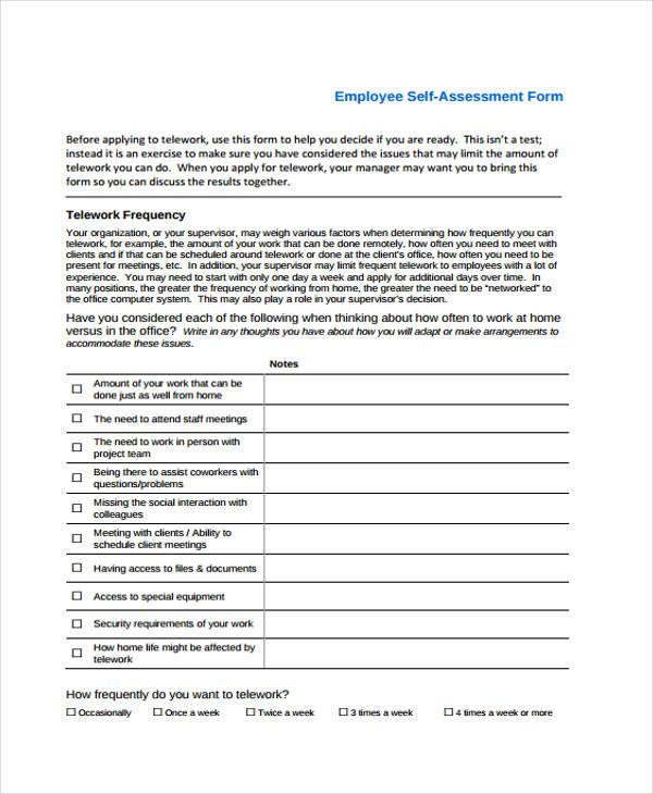 Employee Self Evaluation Form Self Assessment Form Nutemplates Images 5522