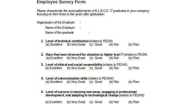 sample employer survey forms