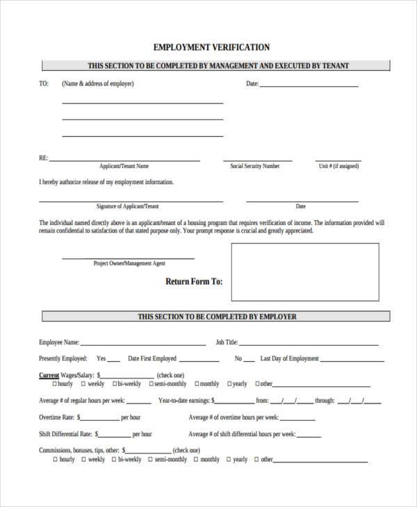 sample employment verification form2