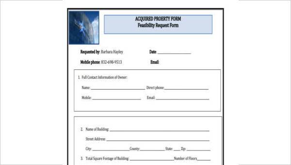 sample feasibility request forms
