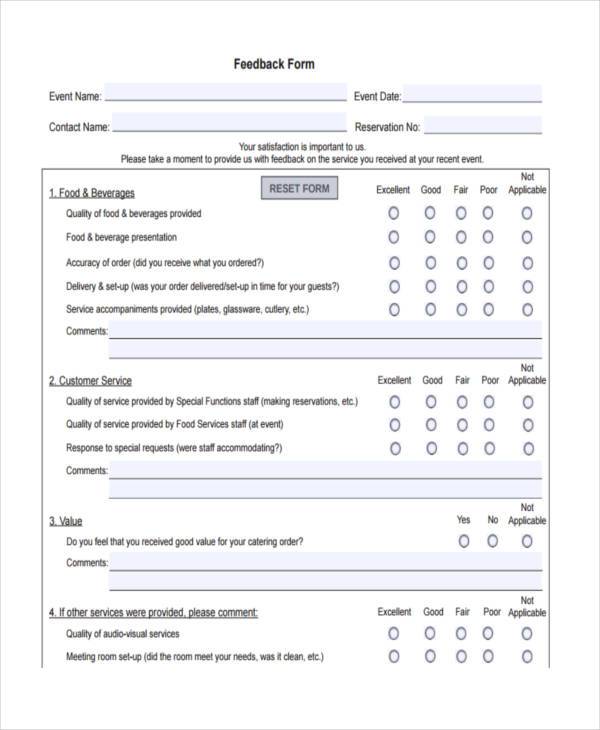 FREE 14+ Service Feedback Form Samples, PDF, MS Word, Google Docs, Excel