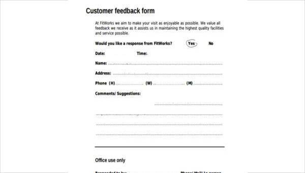 Suggestions Feedback Form