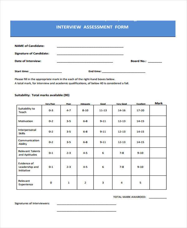sample interview assessment form1