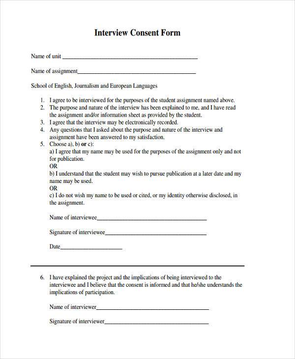 sample interview consent form