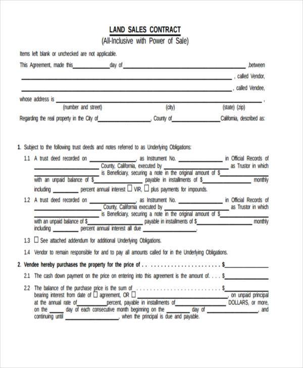 Land Sales Agreement Template DocTemplates