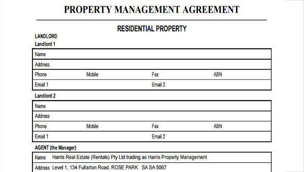 sample management agreement forms