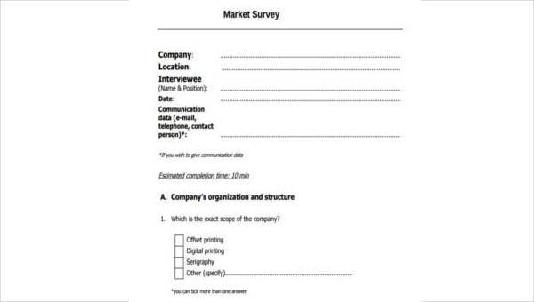 questionnaire format for market research