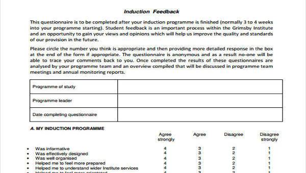 sample new joinee feedback forms