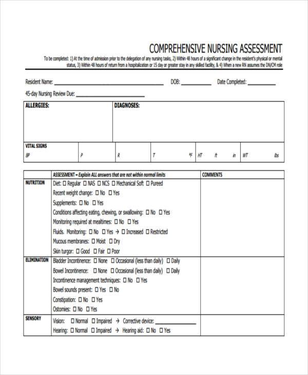 sample nursing assessment form2