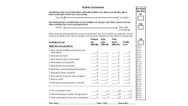 sample patient assessment forms