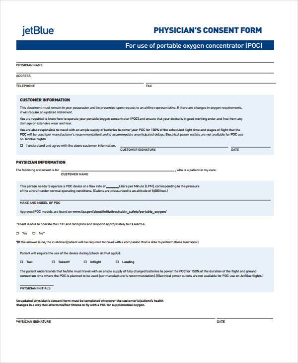 sample physicians consent form