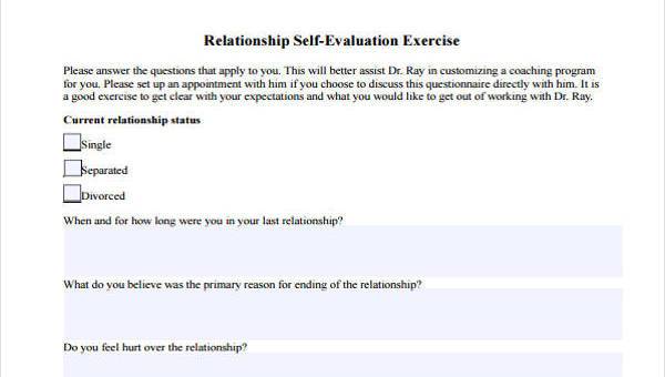 sample relationship evaluation forms