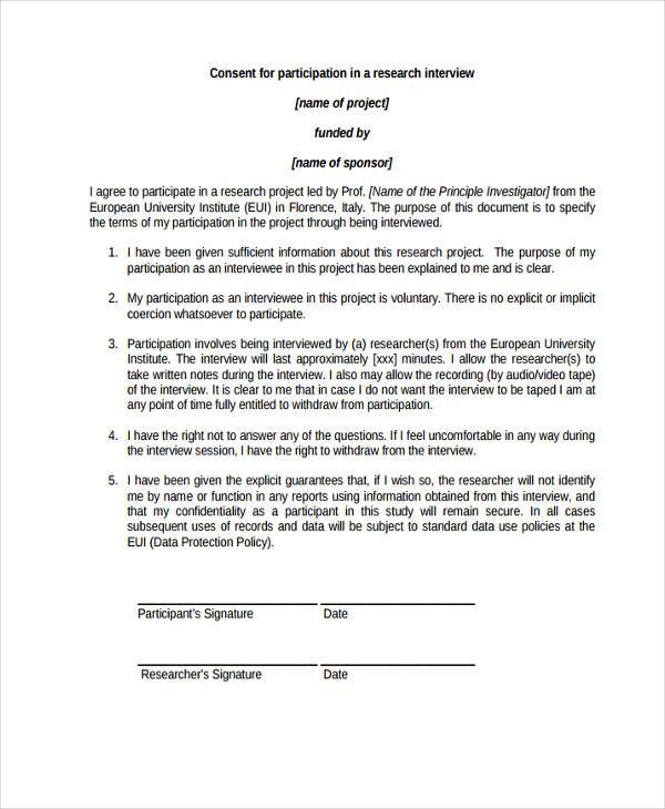sample research interview consent form