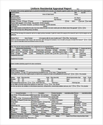 sample residential appraisal form